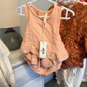 Quincy Mae Peach Eyelet Baby Set